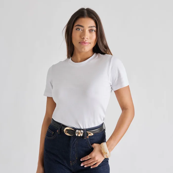 Mixed Metal Black Buckle Belt — view 5