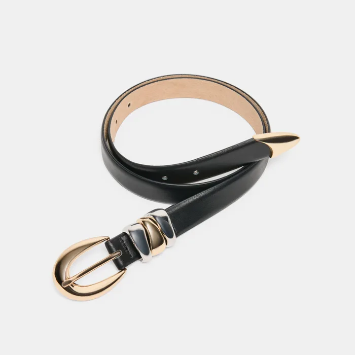 Mixed Metal Black Buckle Belt — view 6