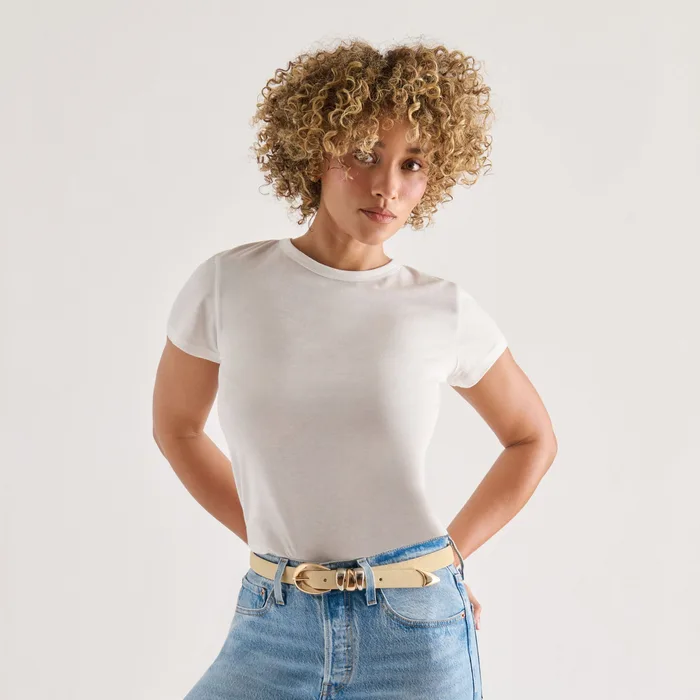 Mixed Metal Sand Suede Buckle Belt — view 3