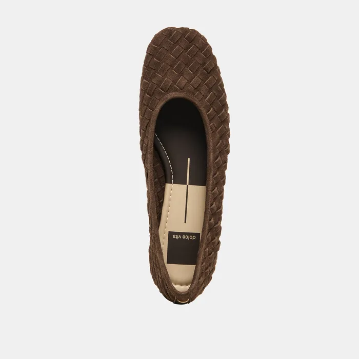 MYCAH Dk Brown Woven Suede Ballet Flats — view 9
