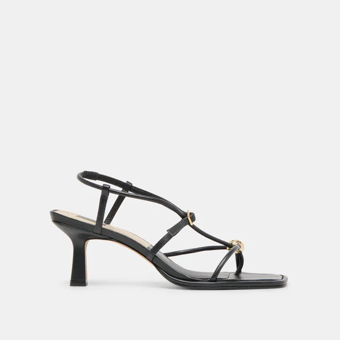 Mylee Black Leather Heels — view 2