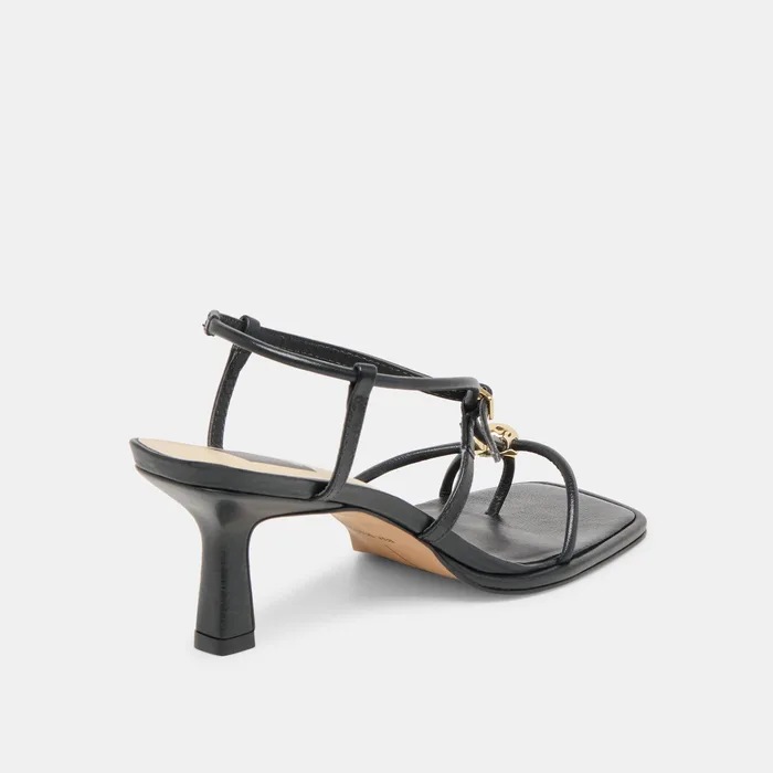 Mylee Black Leather Heels — view 4