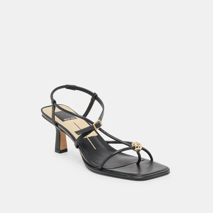 Mylee Black Leather Heels — view 5