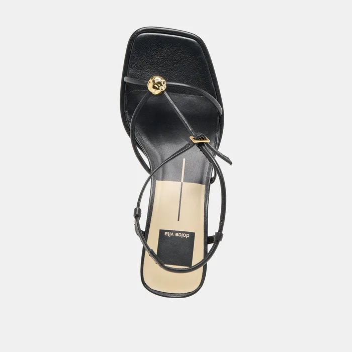 Mylee Black Leather Heels — view 10