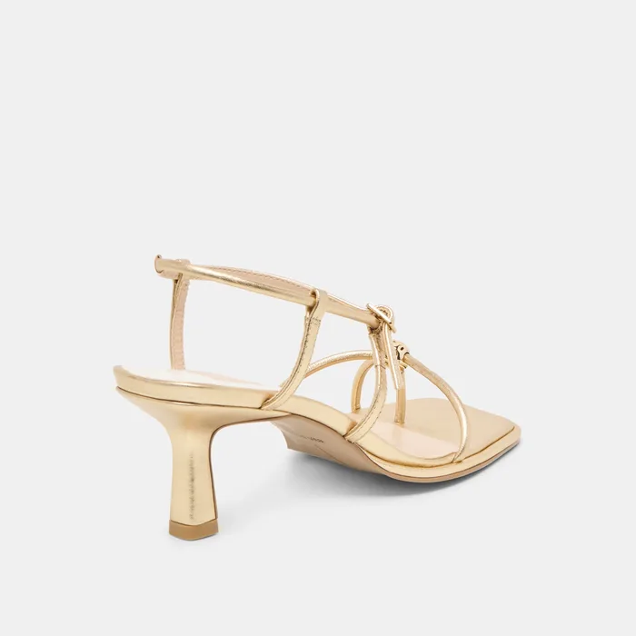 Mylee Gold Distressed Leather Heels — view 5