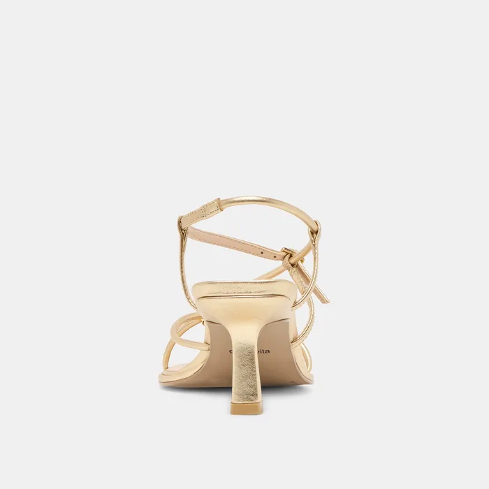 Mylee Gold Distressed Leather Heels — view 9