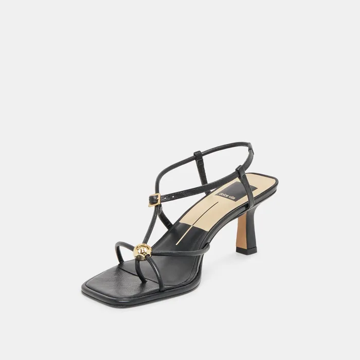 Manji Wide Black Leather Heels — view 5