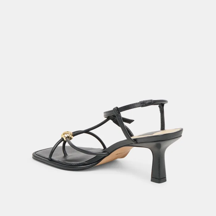 Manji Wide Black Leather Heels — view 6