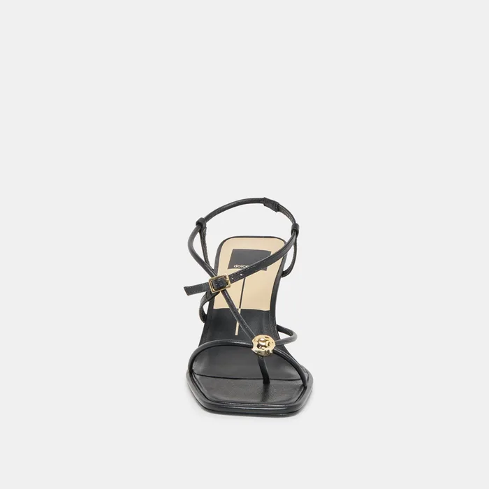 Manji Wide Black Leather Heels — view 7