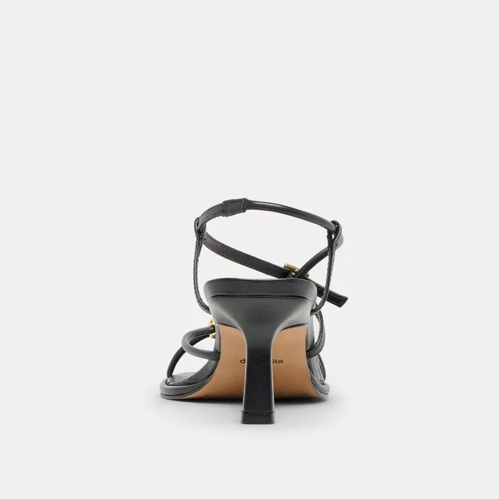 Manji Wide Black Leather Heels — view 8