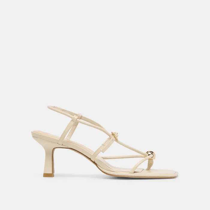 Manji Wide Creme Leather Heels — view 2