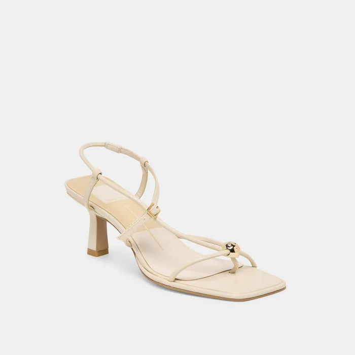Manji Wide Creme Leather Heels — view 3