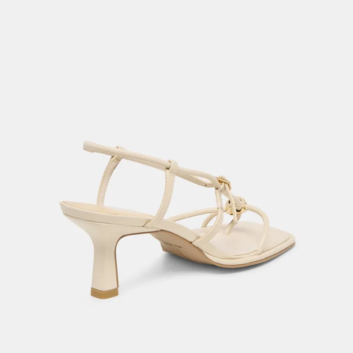 Manji Wide Creme Leather Heels — view 4
