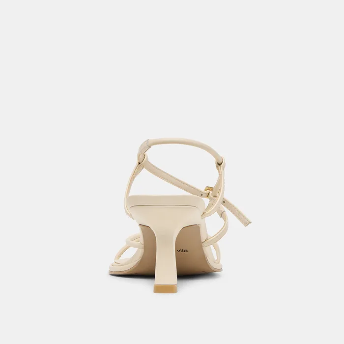 Manji Wide Creme Leather Heels — view 8