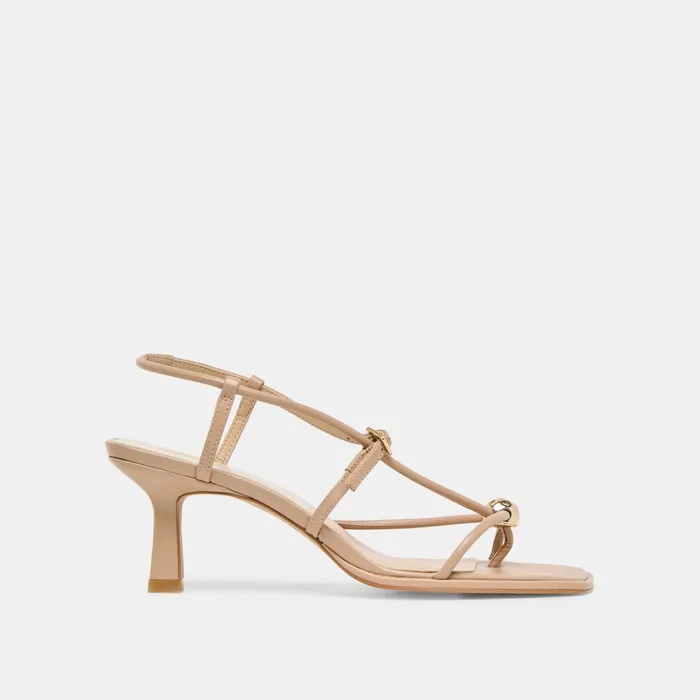 Manji Wide Light Tan Leather Heels — view 2