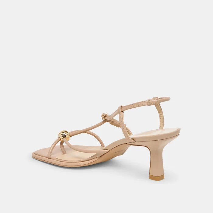 Manji Wide Light Tan Leather Heels — view 6