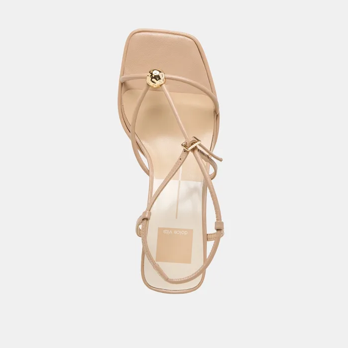 Manji Wide Light Tan Leather Heels — view 9