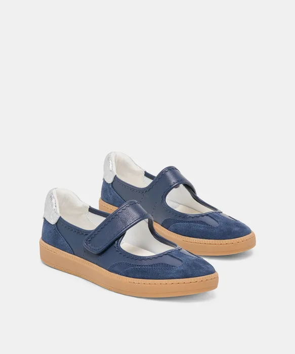 NANET Dk Navy Suede Mary-Jane Ballet Sneakers — view 3