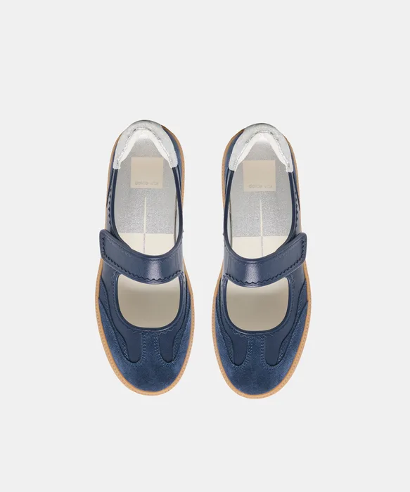 NANET Dk Navy Suede Mary-Jane Ballet Sneakers — view 4
