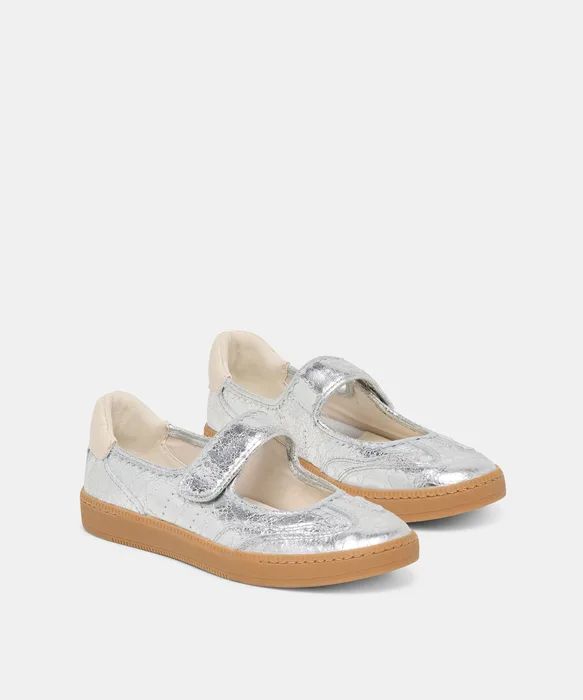 Nanet Silver Leather Sneakers — view 3