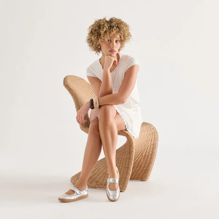 Nanet Silver Leather Sneakers — view 5