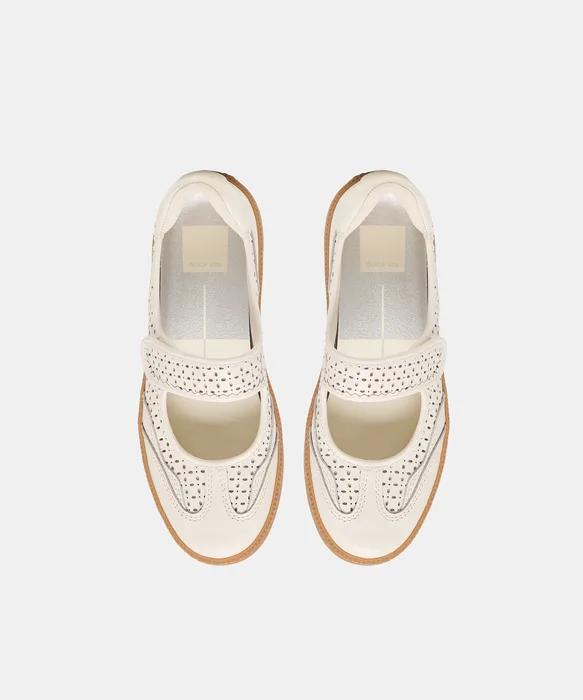 Nanet White Perforated Leather Sneakers — view 4