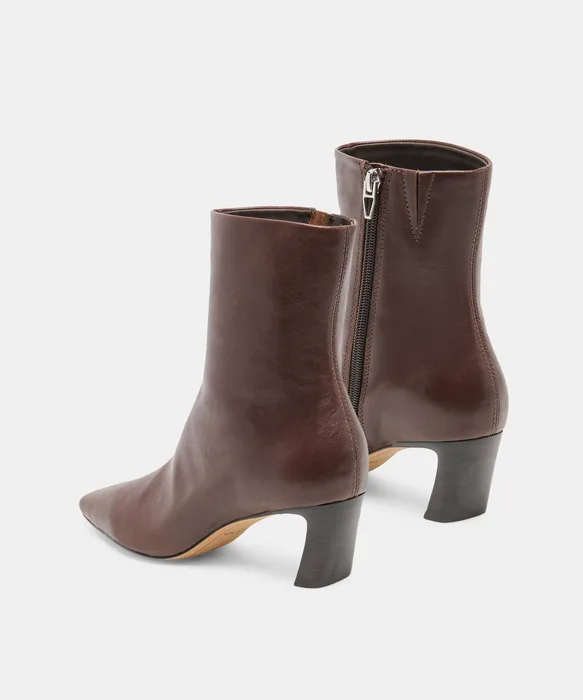 NESLY Dk Chocolate Leather Ankle Booties — view 6
