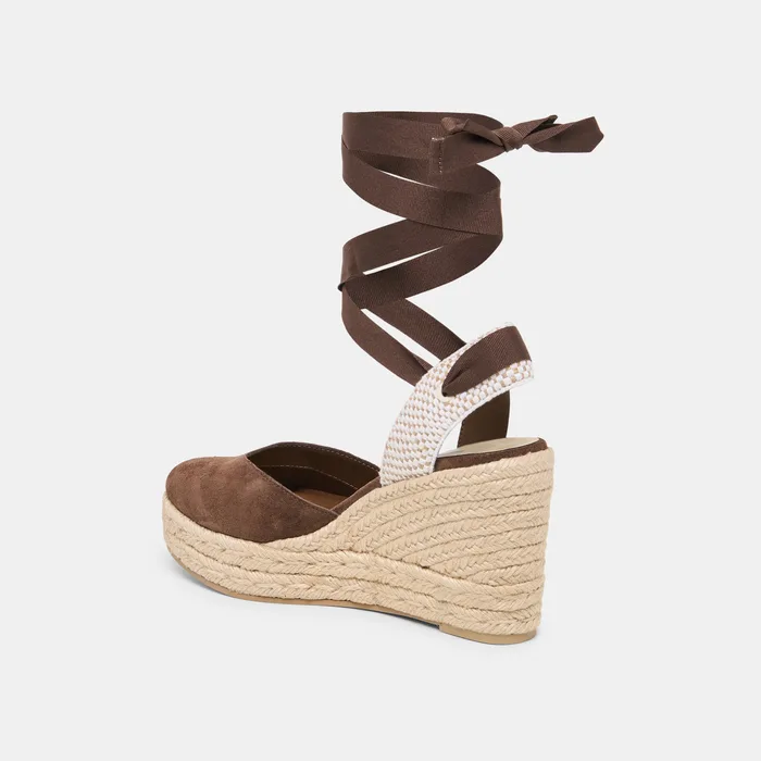 Noura Dk Brown Suede Wedges — view 7