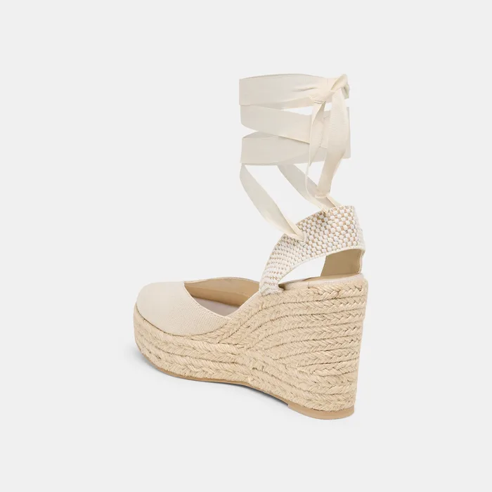 Noura Ecru Linen Wedges — view 8