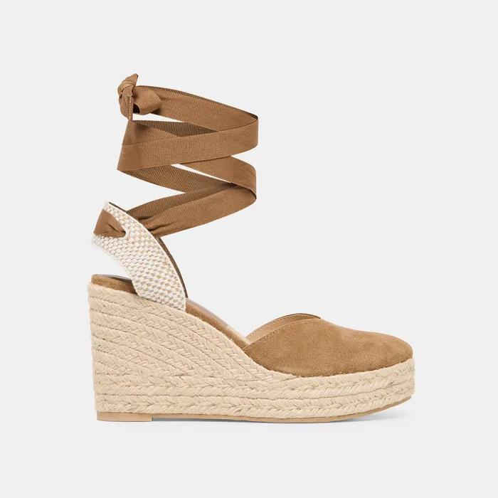 Noura Lt Brown Suede Wedges — view 2