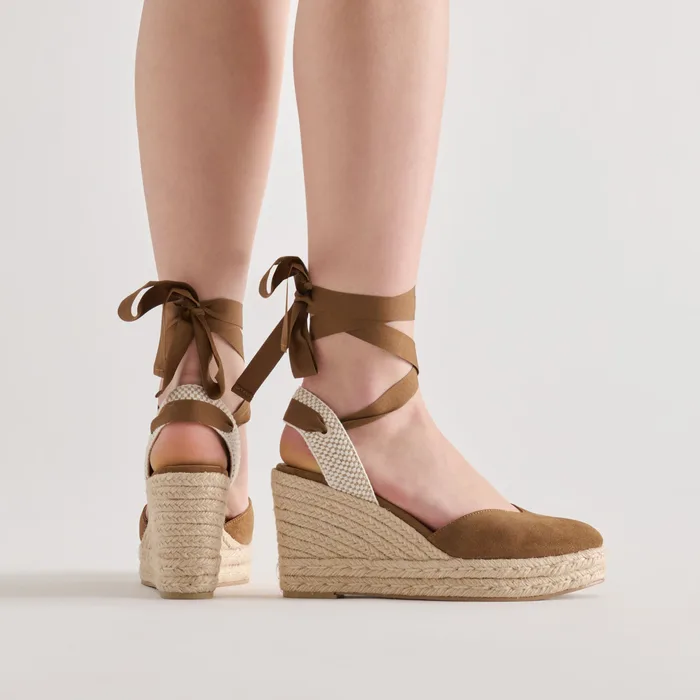 Noura Lt Brown Suede Wedges — view 3