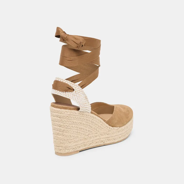 Noura Lt Brown Suede Wedges — view 6