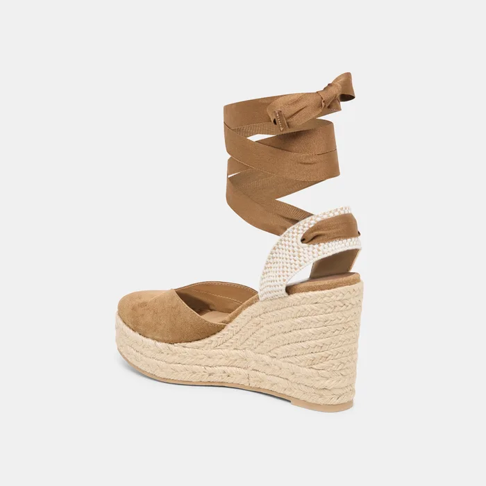 Noura Lt Brown Suede Wedges — view 10