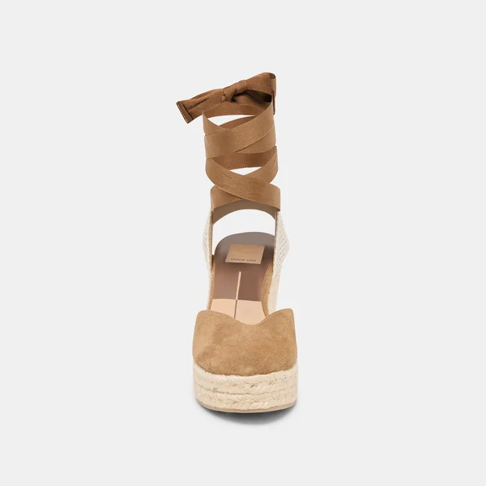 Noura Lt Brown Suede Wedges — view 11