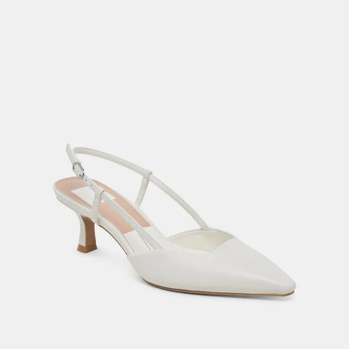 Odela White Leather Heels — view 4