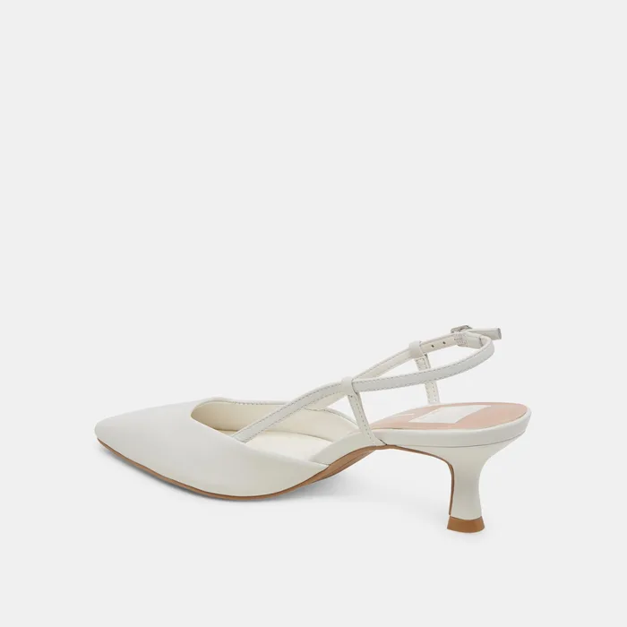 Odela White Leather Heels — view 8