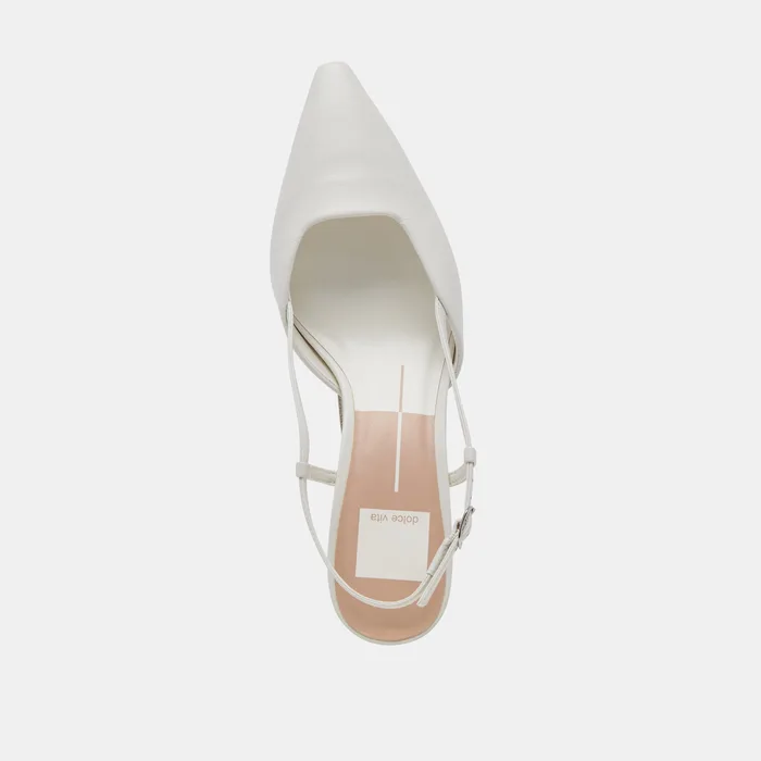 Odela White Leather Heels — view 11