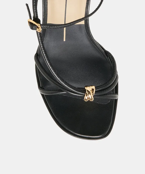 Odete Black Leather Heels — view 4