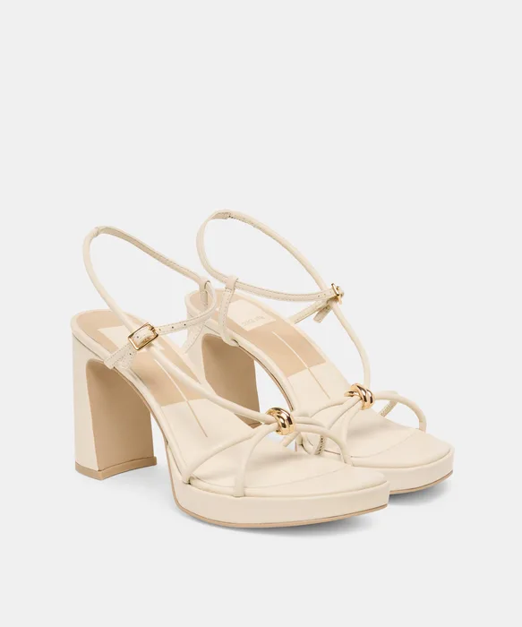 Odete Creme Leather Heels — view 3