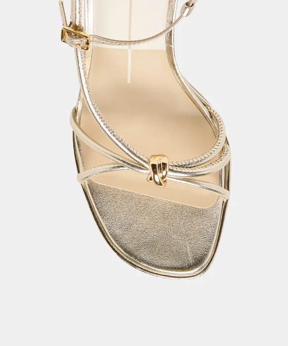 Odete Gold Leather Heels — view 4