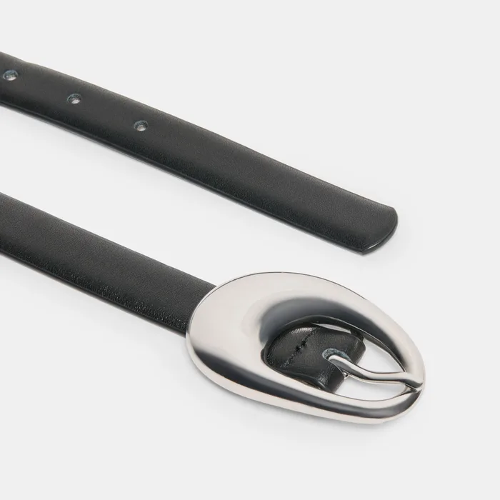 Organic Oval Black Silver Buckle Belt — view 4