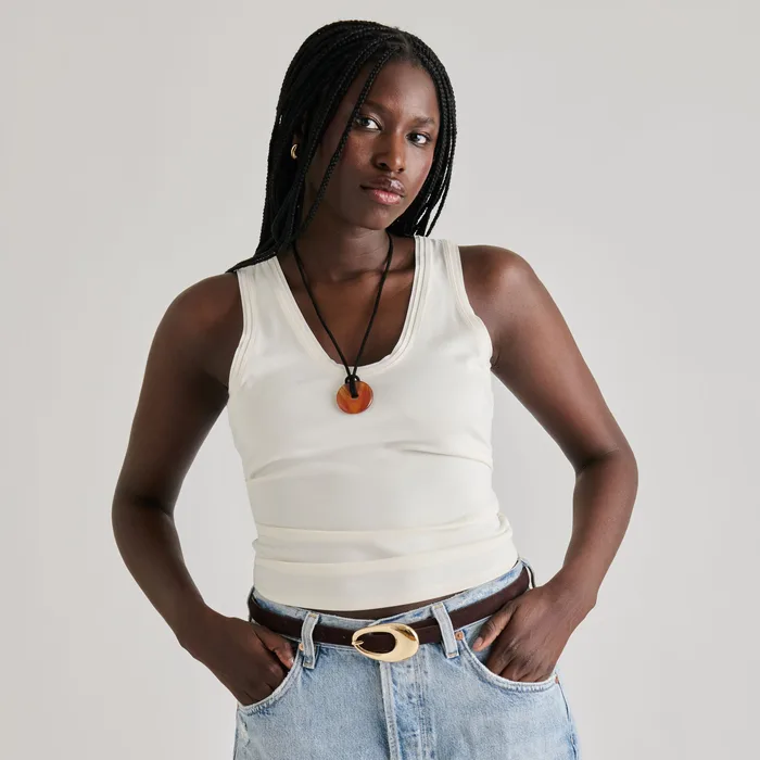 ORGANIC OVAL BUCKLE BELT MAHOGANY GOLD
