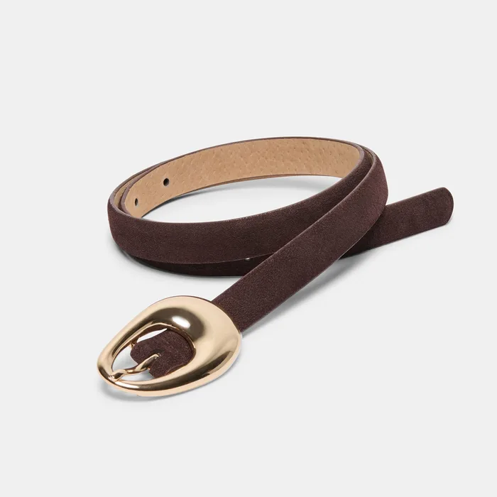 Organic Oval Mahogany Gold Buckle Belt — view 4