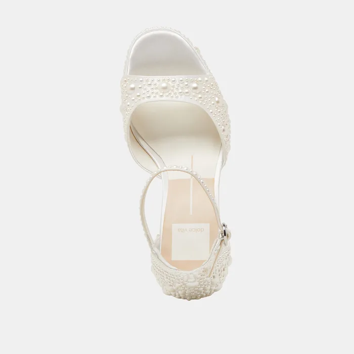 PANDRO PEARL HEELS TRUE WHITE SATIN — view 11