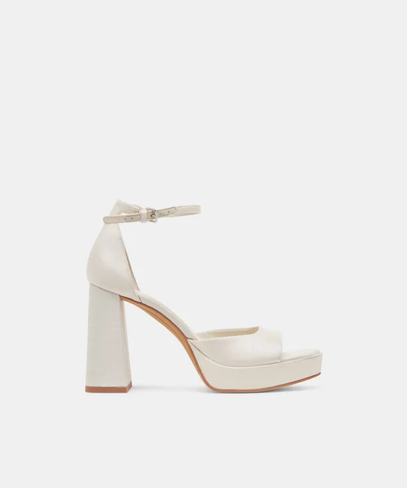 PANDRO WIDE HEELS WHITE SATIN — view 2