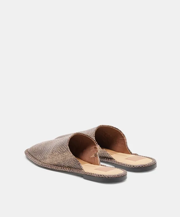 PHIRA FLATS SNAKE TAN EMBOSSED LEATHER