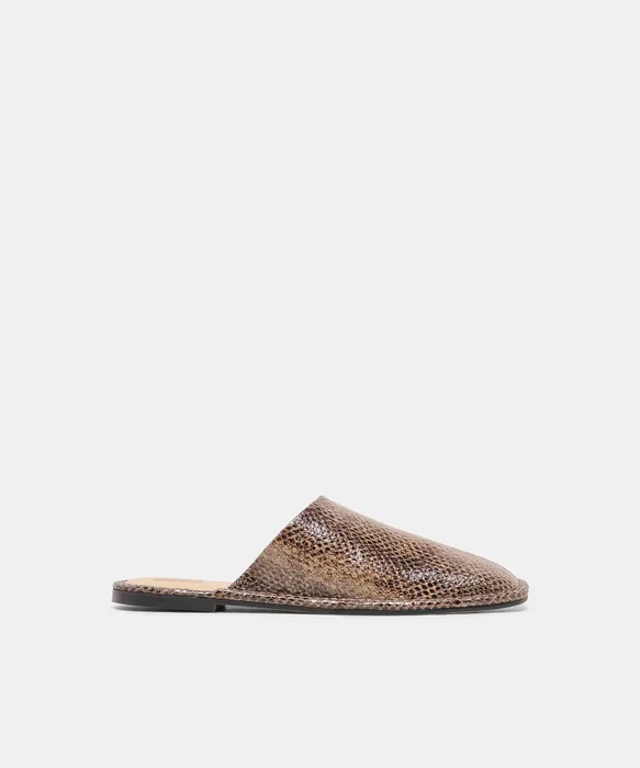 PHIRA Snake Tan Embossed Leather Slip-On Flats — view 2