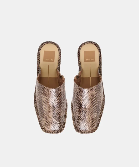 PHIRA Snake Tan Embossed Leather Slip-On Flats — view 4