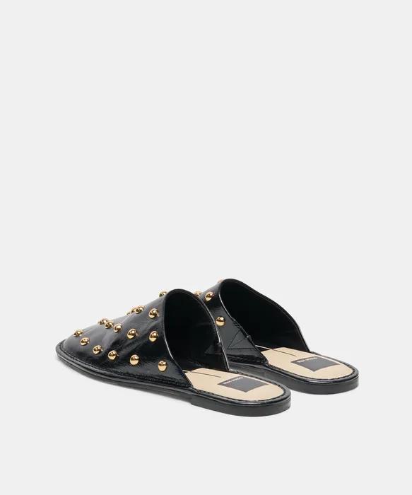 PHIRA STUD Black Leather Slip-On Flats — view 6