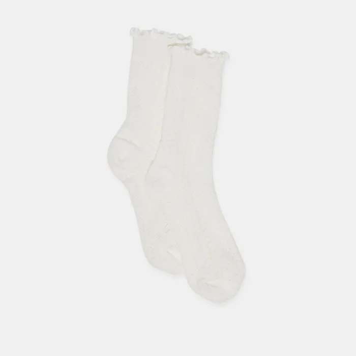POINTELLE SOCKS WHITE — view 2
